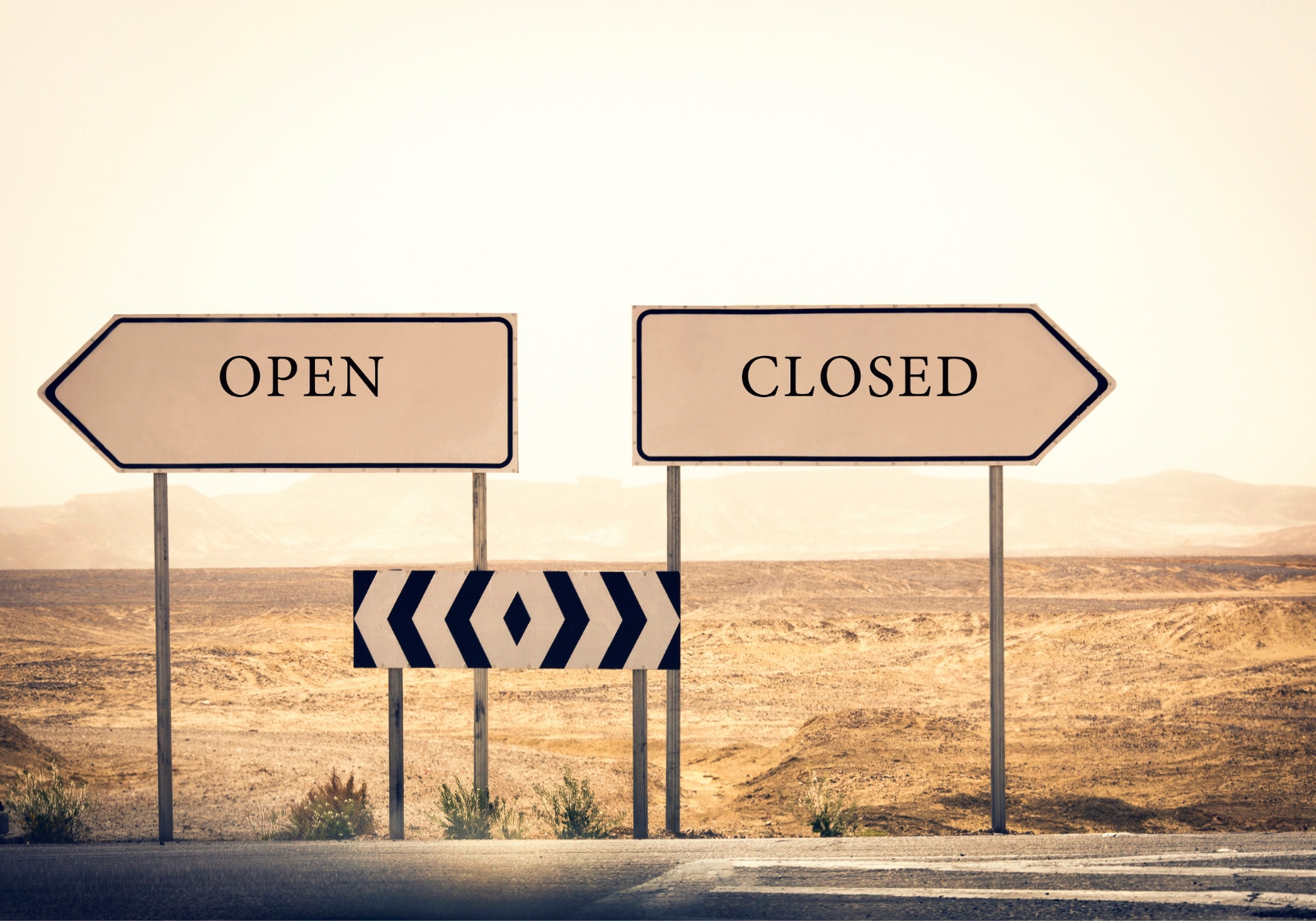 「open」と「close」の看板