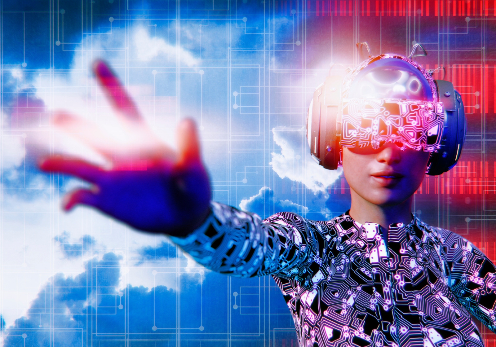 Virtual reality goggles and VR simulator